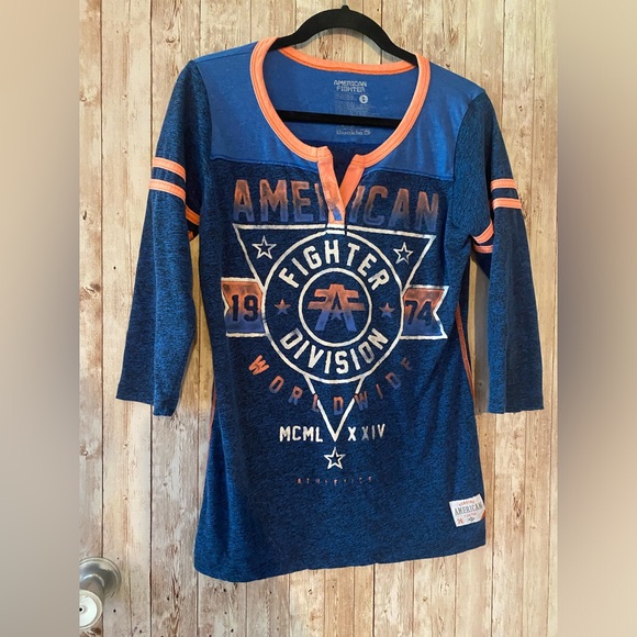 Buckle American Fighter women's size medium shirt blue orange, fighter division - Picture 1 of 5